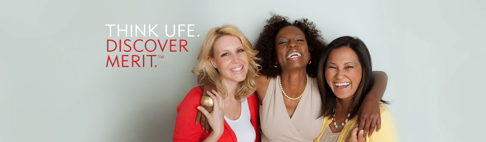 Uterine Fibroid Embolization - 3 Smiling Women on a blank background