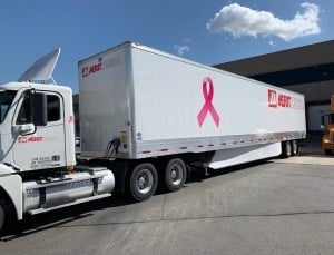 Merit Medical Truck with Breast Cancer Awareness Ribbons