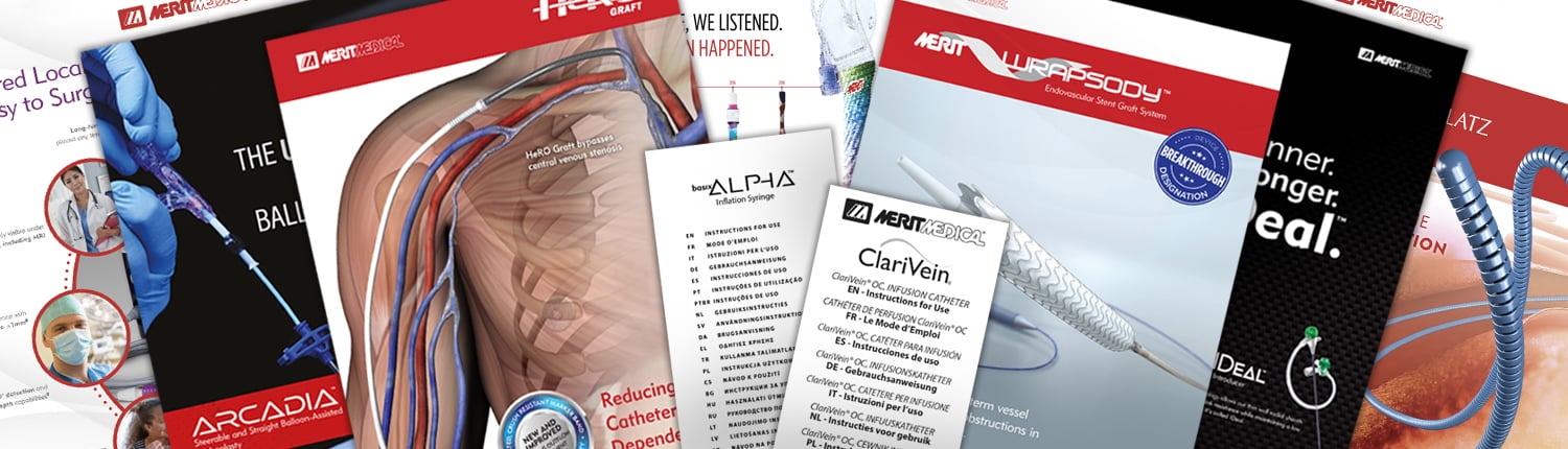 Brochures, IFUs, and other documents for Merit Medical products