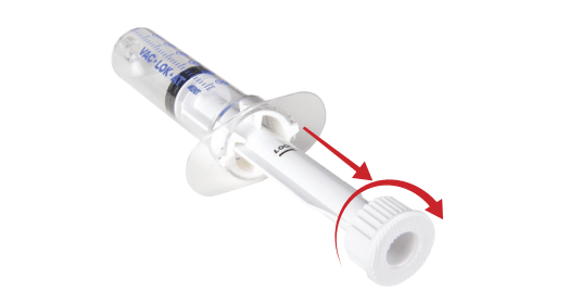Activate pressure in VacLok AT by twisting plunger clockwise