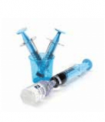 Labeled Blue Syringes & Container