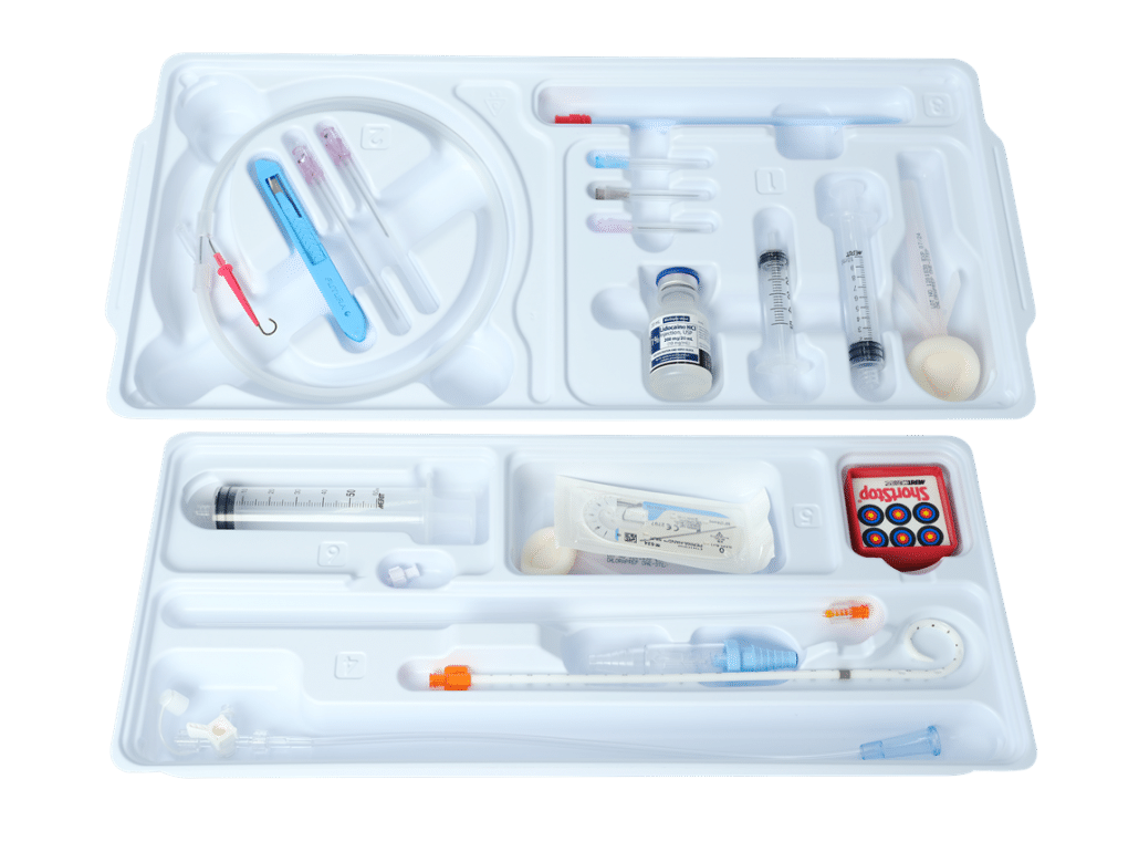 ReSolve Thoracostomy Tray - image of products in tray laid out in sequential order