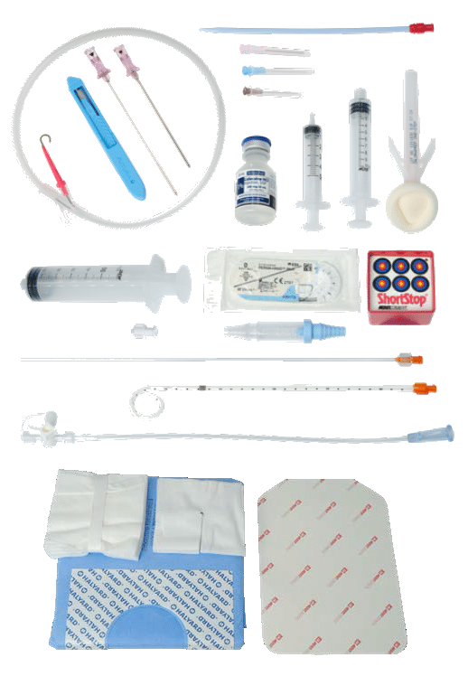 Componentes do kit de bandeja de toracotomia Merit ReSolve