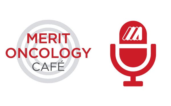 Merit Oncology Cafe text & podcast microphone icon