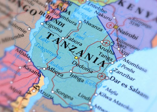 Map featuring Tanzania