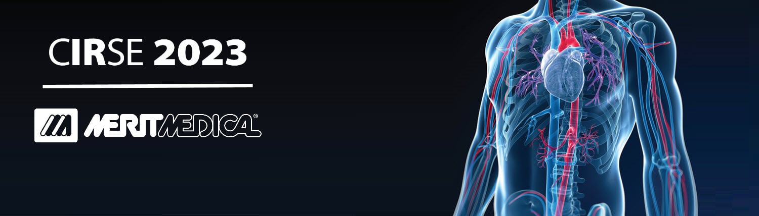 Merit Medical Exhibiting at CIRSE 2023 - Image of body showing vasculature, bones, heart, and more