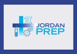 Logo of Jordan PREP surrounded by light gray & dark blue