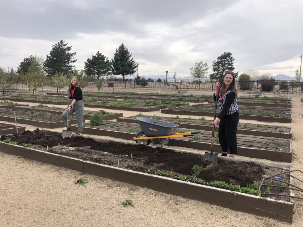 Merit employees preparing their garden box at Merit's Salt Lake facility