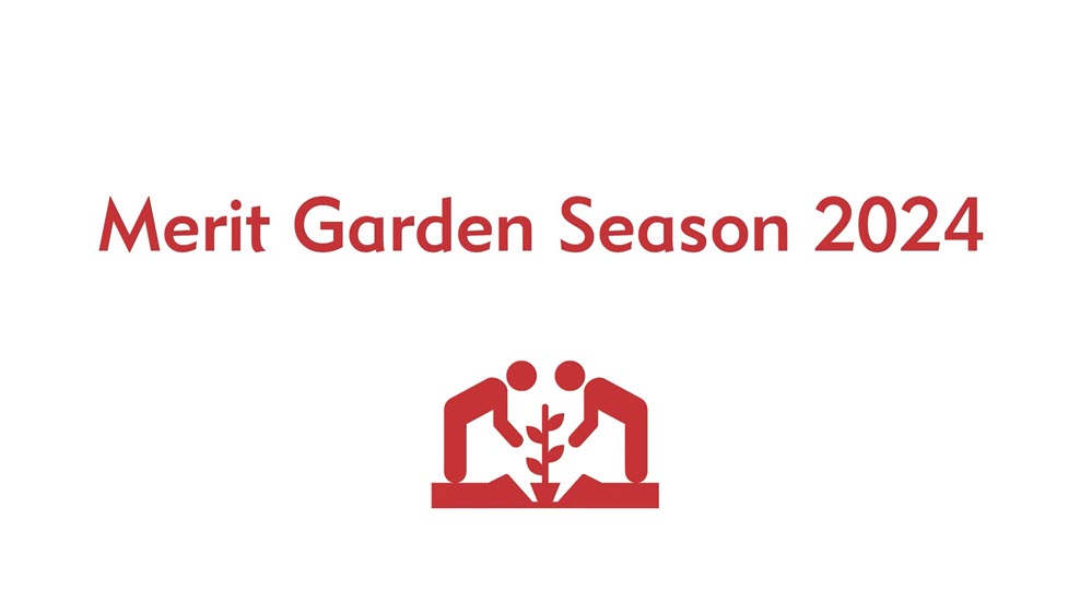 Screengrab from the 2024 Merit Garden Season video. Copy reads: Merit Garden Season 2024