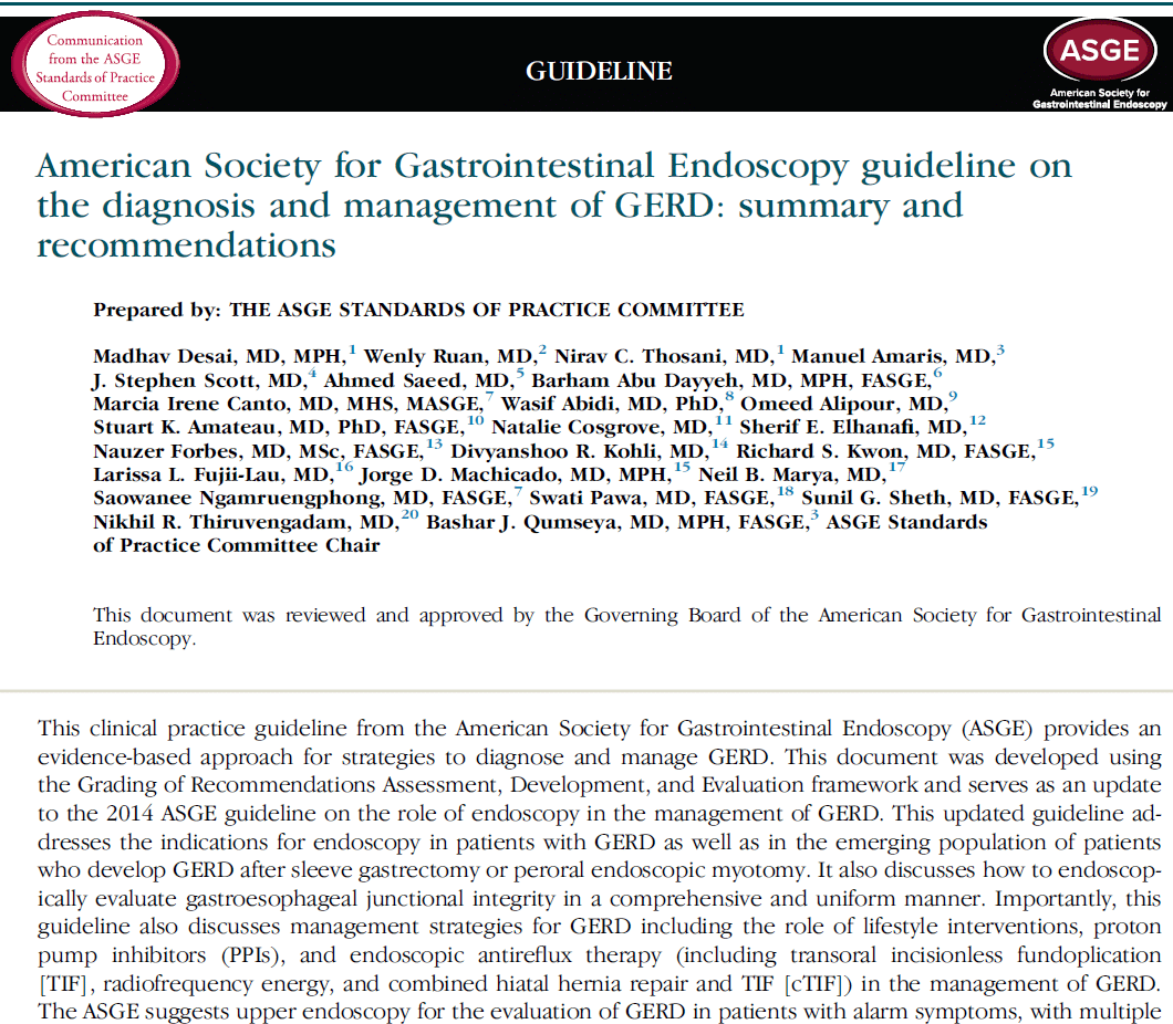 ASGE Guidelines for GERD